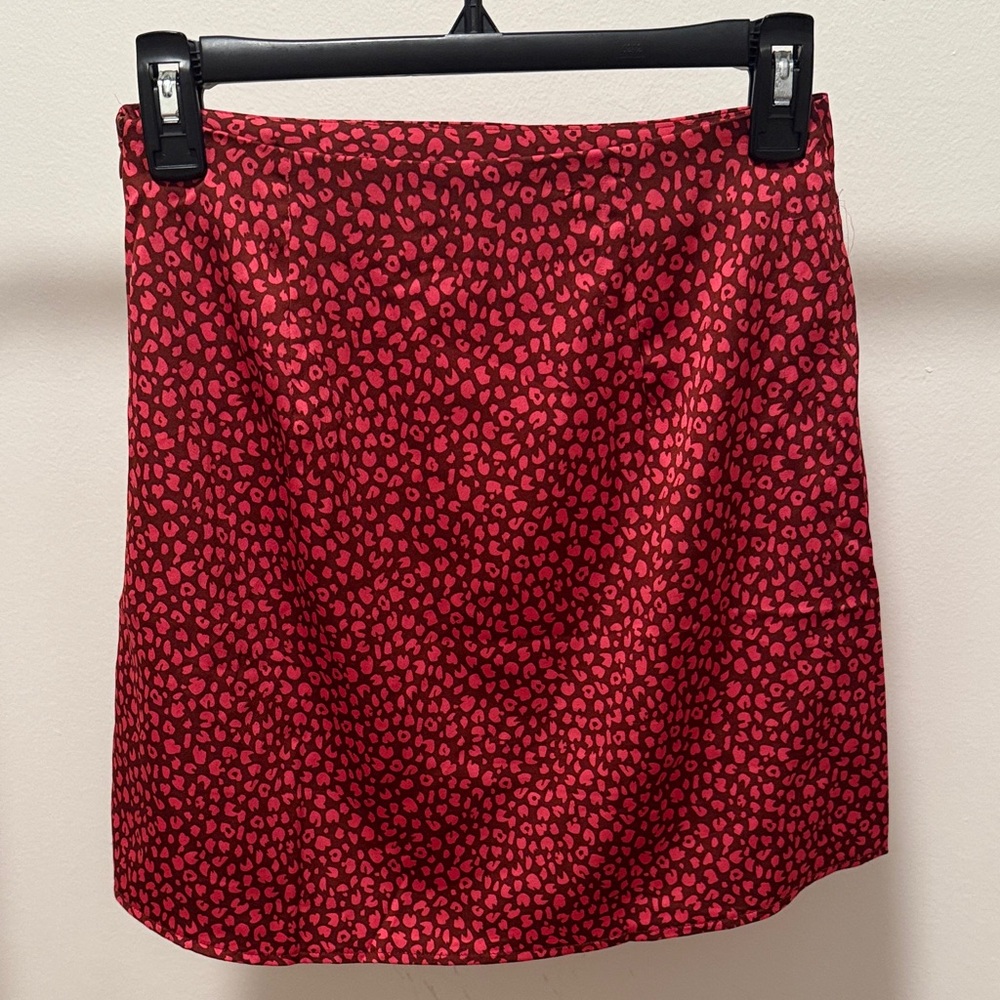 MANGO Pink Animal Print Mini Skirt